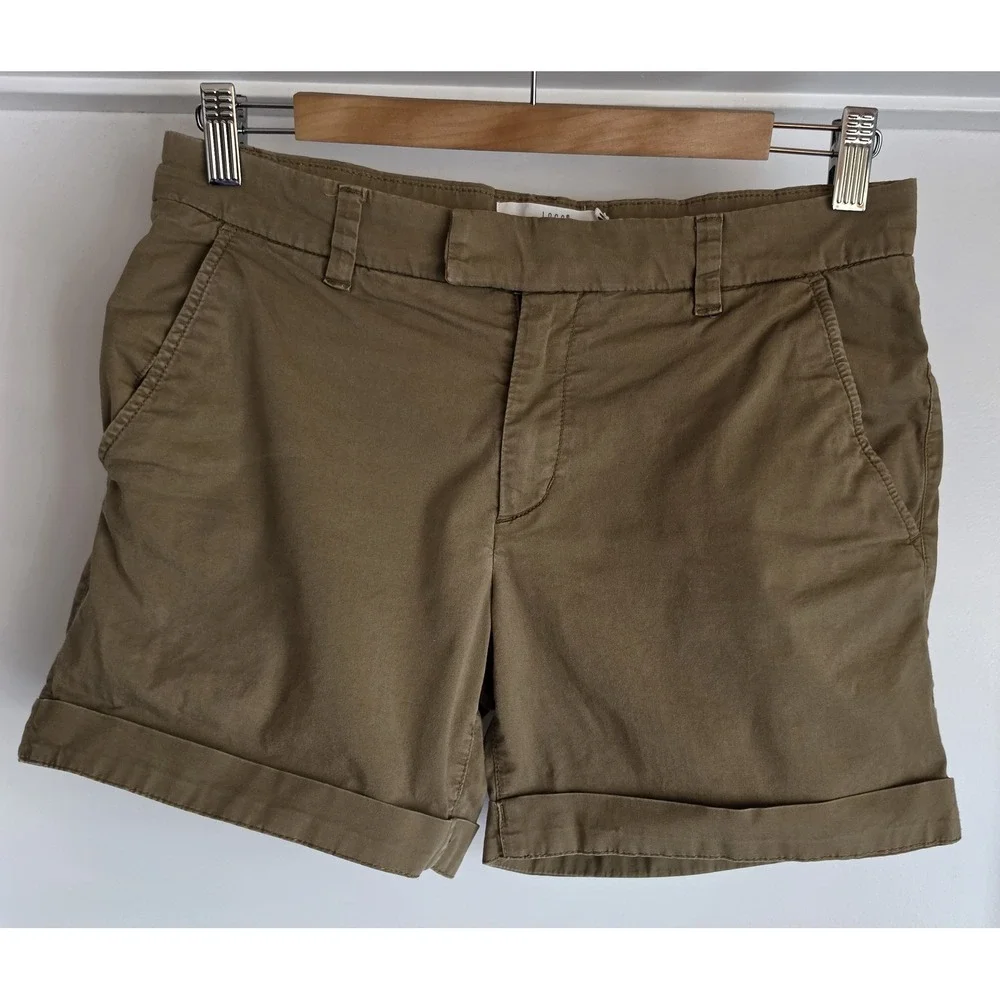 L.O.G.G. Bermuda Shorts Women Size 6 Brown Solid Cotton Casual Chino - Picture 1 of 5
